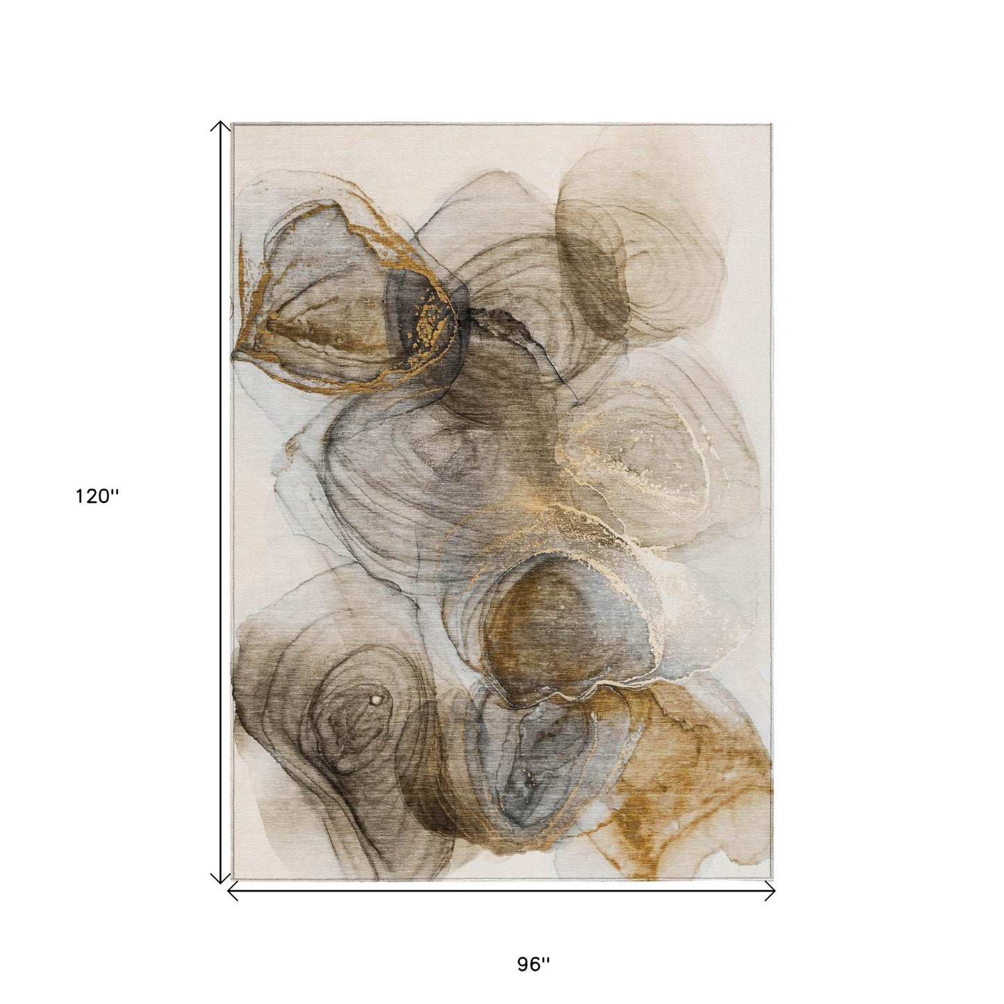 8' X 10' Brown Abstract Washable Non Skid Indoor Outdoor Area Rug