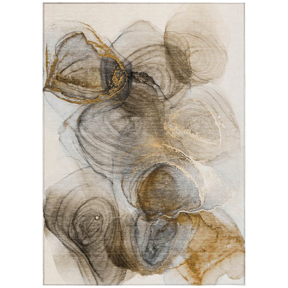 8' X 10' Brown Abstract Washable Non Skid Indoor Outdoor Area Rug