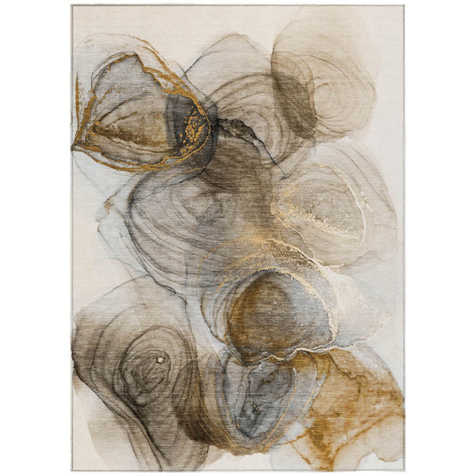 8' X 10' Brown Abstract Washable Non Skid Indoor Outdoor Area Rug