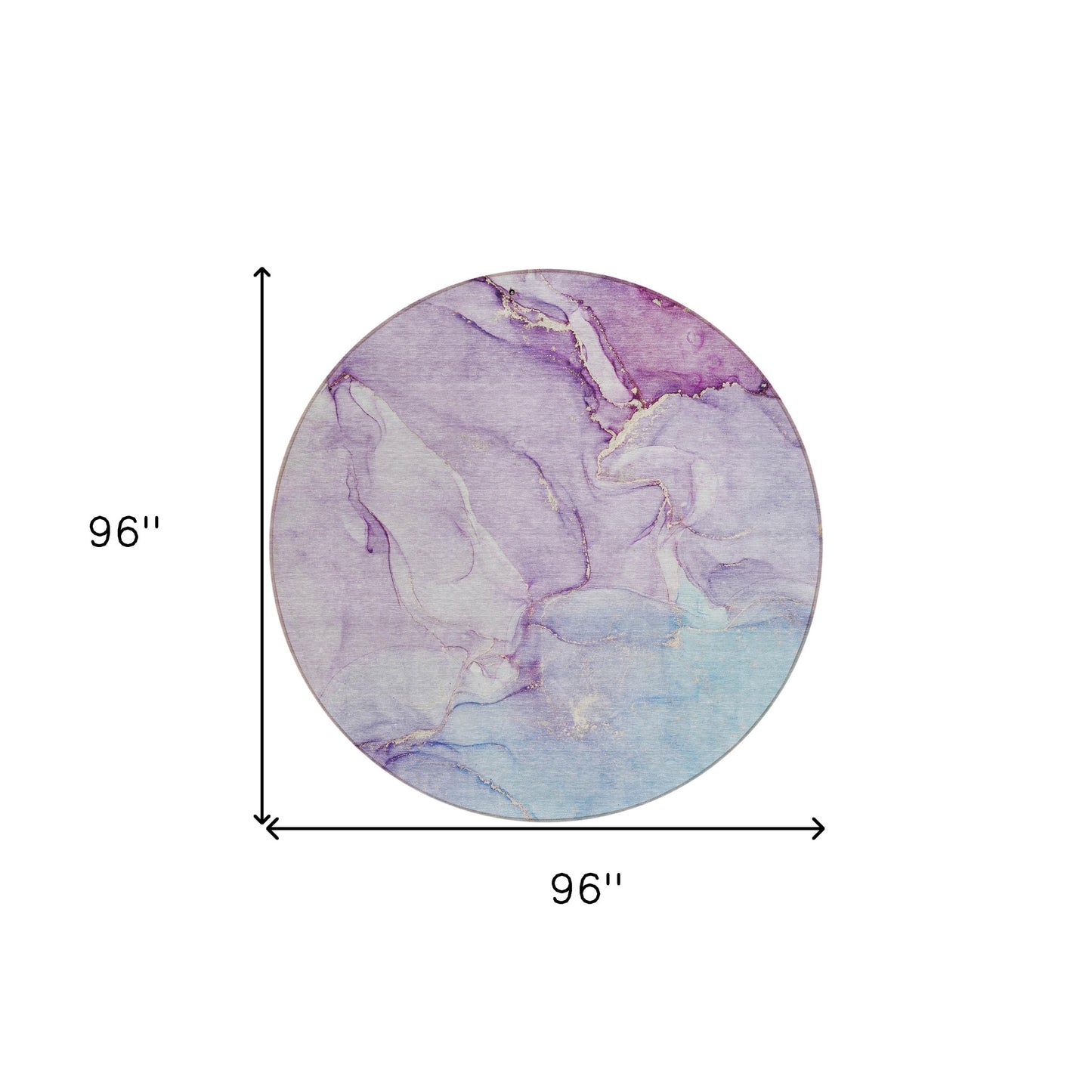 8' Round Purple Round Abstract Washable Non Skid Indoor Outdoor Area Rug