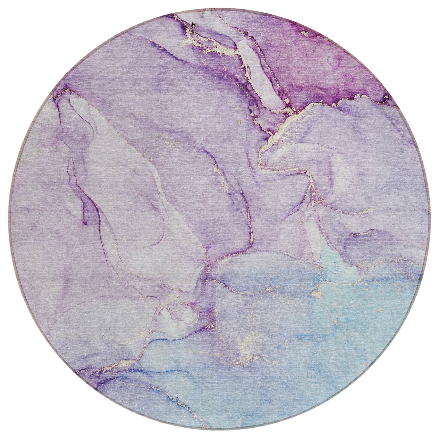 8' Round Purple Round Abstract Washable Non Skid Indoor Outdoor Area Rug