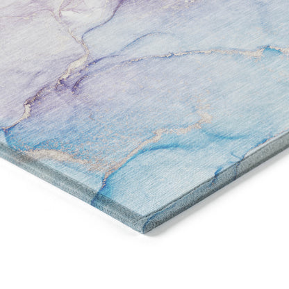 8' Round Purple Round Abstract Washable Non Skid Indoor Outdoor Area Rug