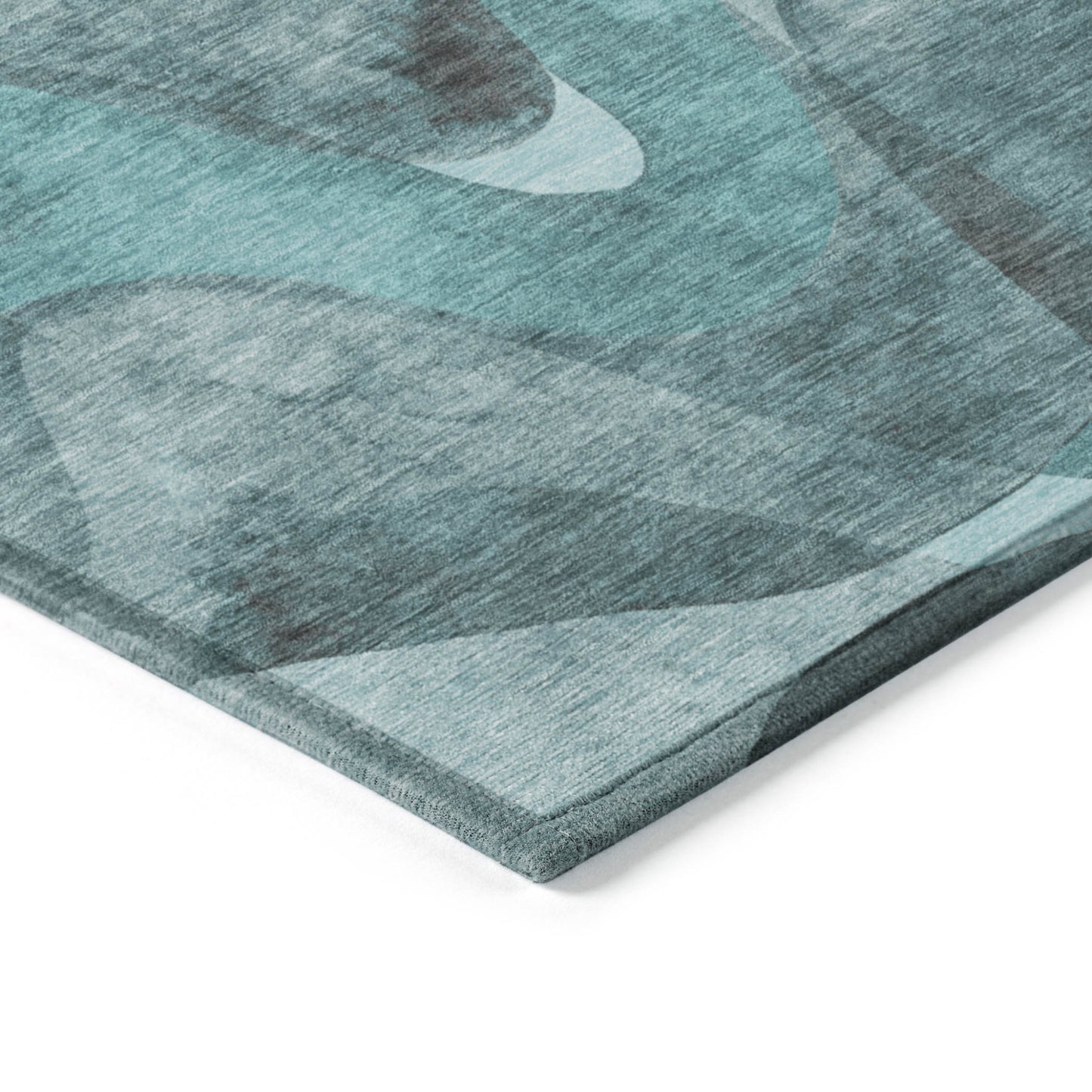 8' Runner Teal Abstract Washable Non Skid Indoor Outdoor Runner Rug