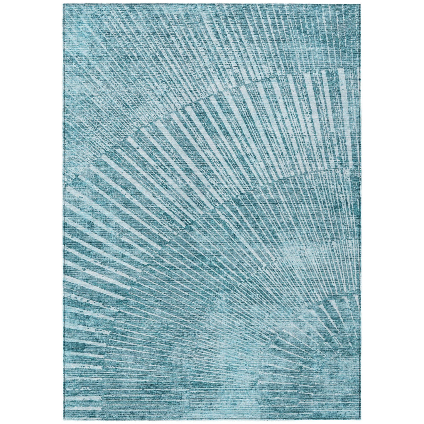 8' X 10' Teal Abstract Washable Non Skid Indoor Outdoor Area Rug