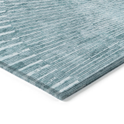 8' X 10' Teal Abstract Washable Non Skid Indoor Outdoor Area Rug