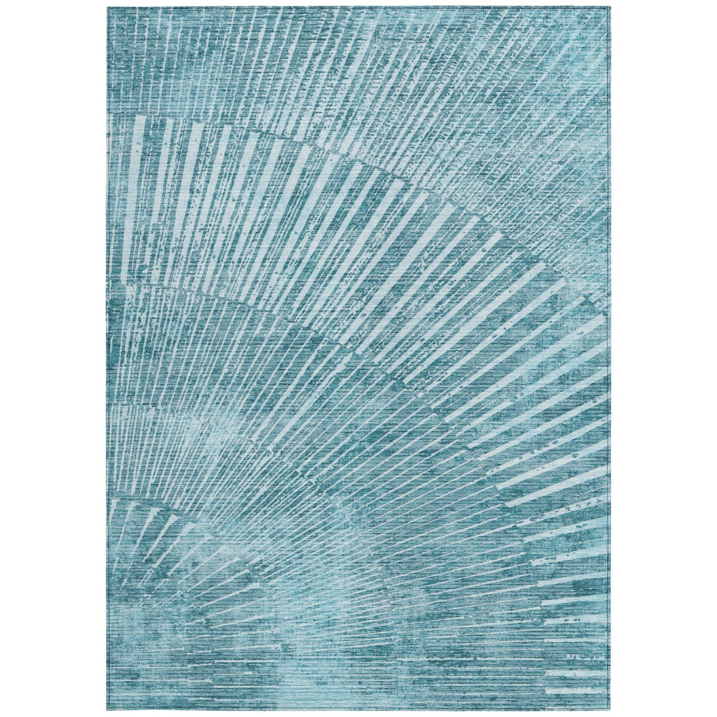 8' X 10' Teal Abstract Washable Non Skid Indoor Outdoor Area Rug