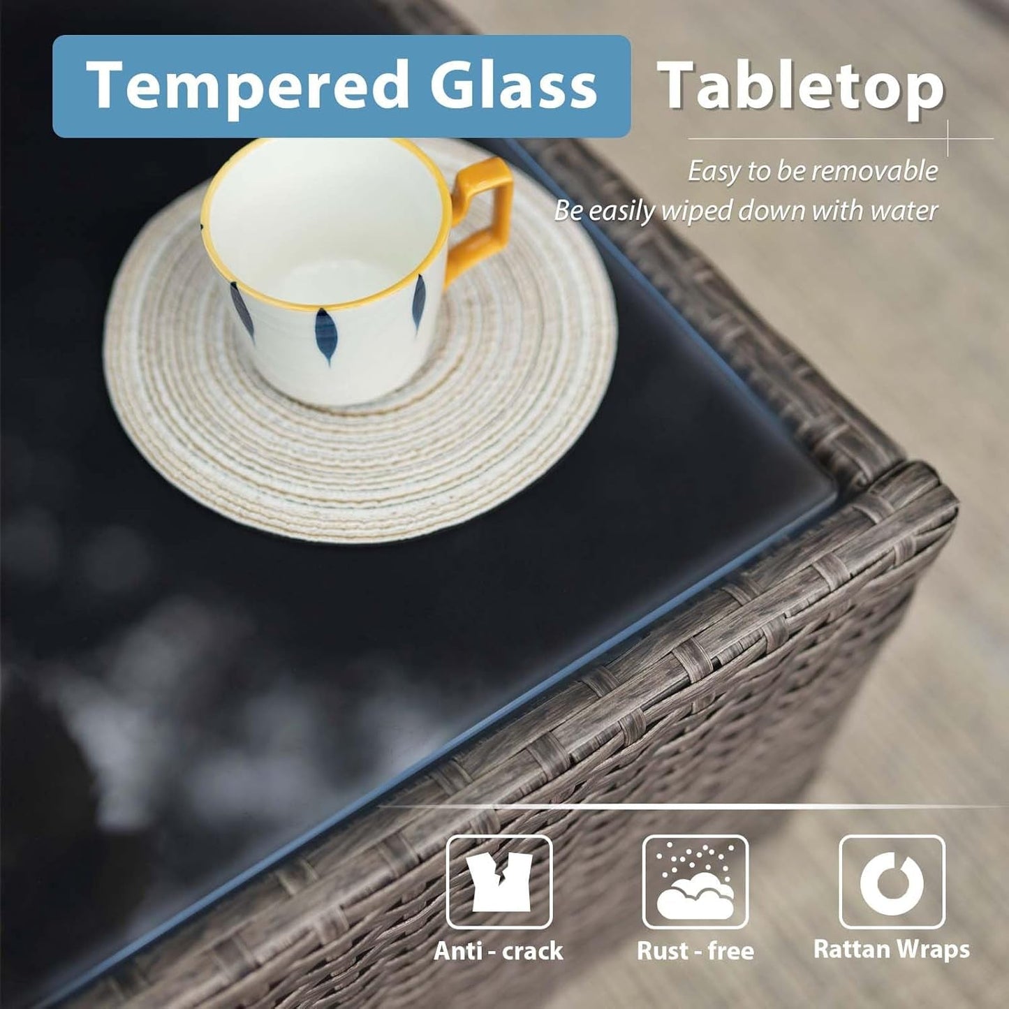 Navy Blue Outdoor Rattan Patio Furniture Set for Gatherings