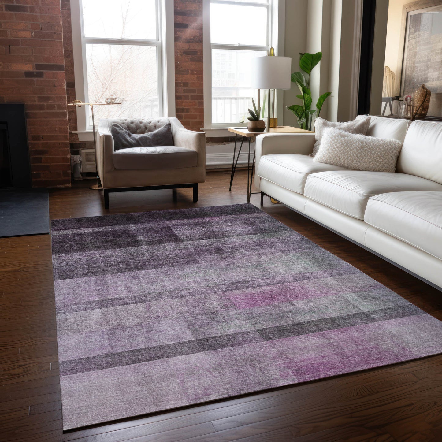 8' X 10' Purple Ombre Washable Non Skid Indoor Outdoor Area Rug