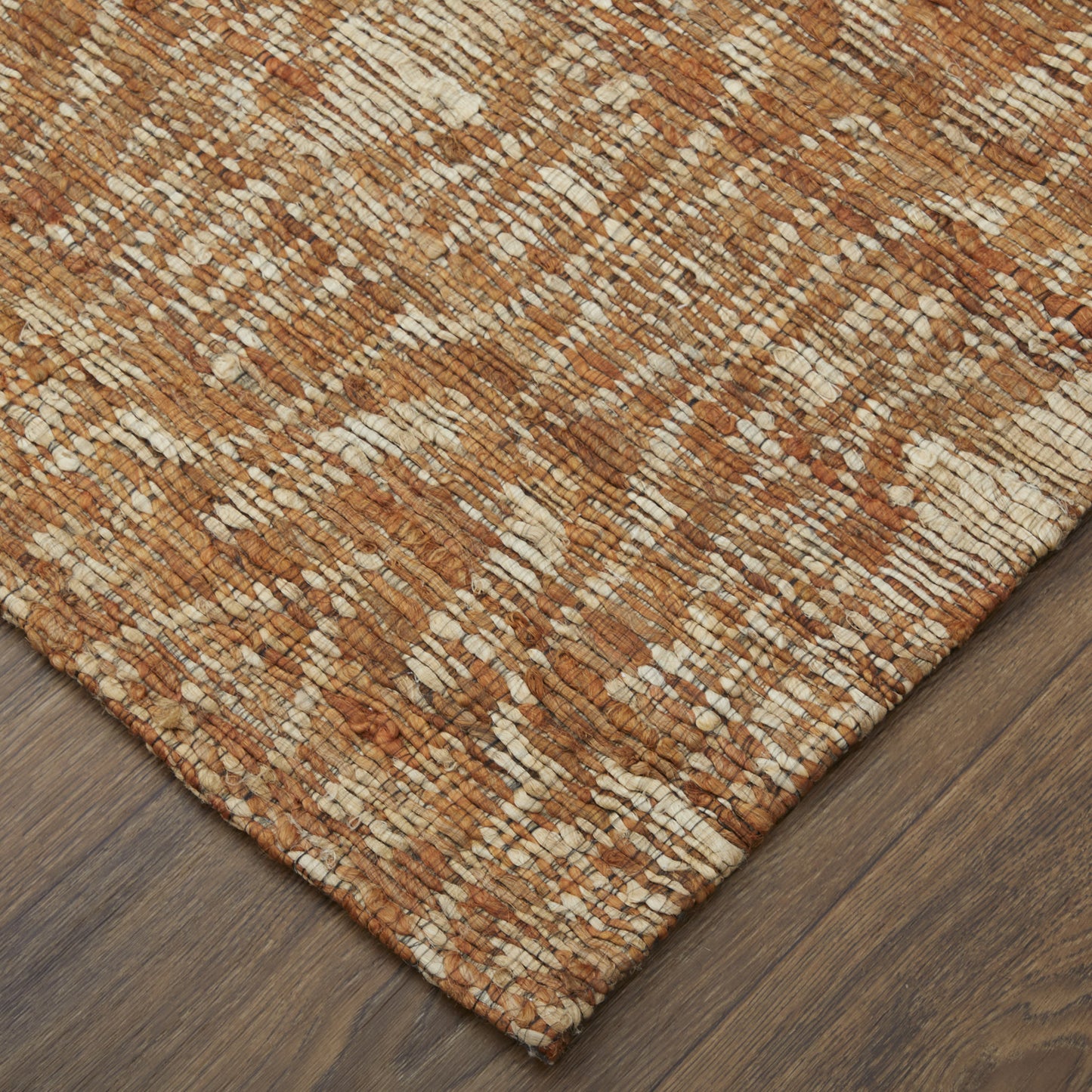 8' X 11' Orange and Tan Geometric Hand Woven Area Rug