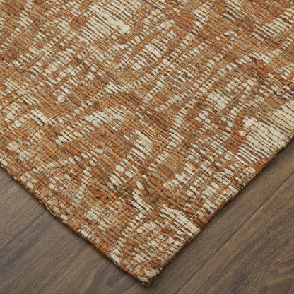8' X 11' Orange and Tan Geometric Hand Woven Area Rug