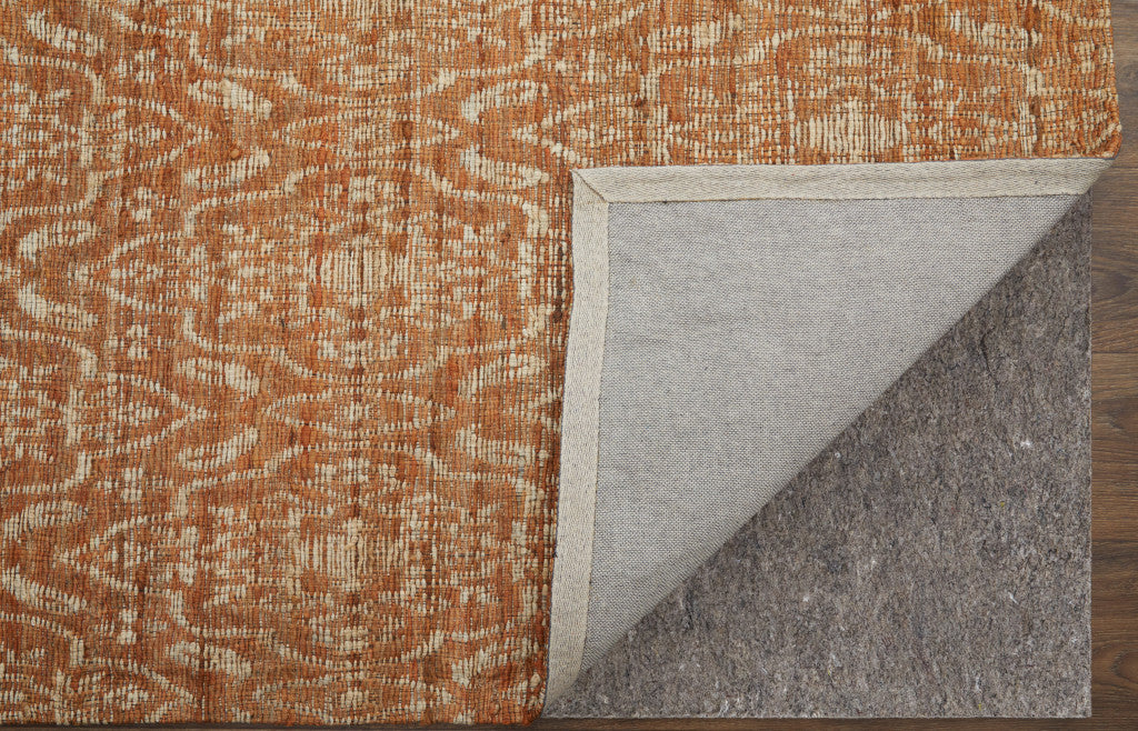 8' X 11' Orange and Tan Geometric Hand Woven Area Rug