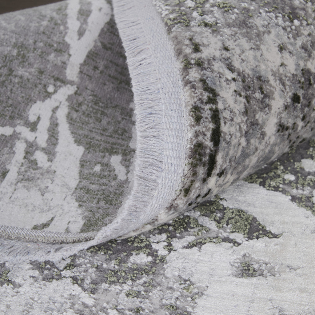 12' X 18' Taupe and Gray Abstract Power Loom Area Rug With Fringe