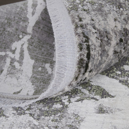 12' X 18' Taupe and Gray Abstract Power Loom Area Rug With Fringe