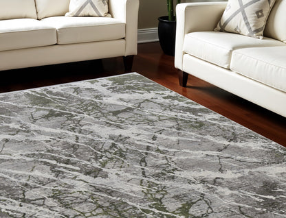 12' X 18' Taupe and Gray Abstract Power Loom Area Rug With Fringe