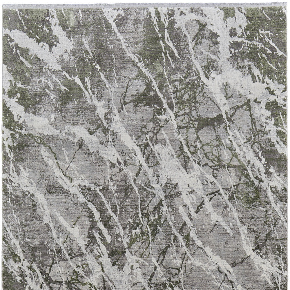 12' X 18' Taupe and Gray Abstract Power Loom Area Rug With Fringe