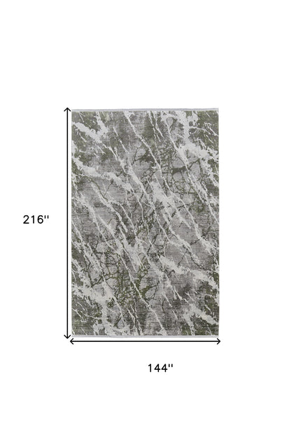 12' X 18' Taupe and Gray Abstract Power Loom Area Rug With Fringe