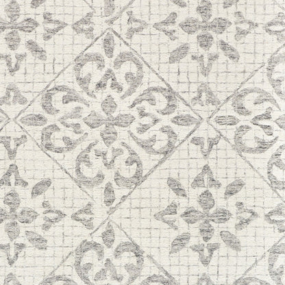 8' X 10' Ivory and Gray Wool Floral Hand Tufted Area Rug