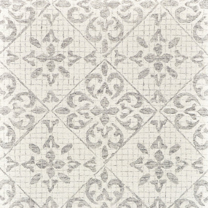 8' X 10' Ivory and Gray Wool Floral Hand Tufted Area Rug