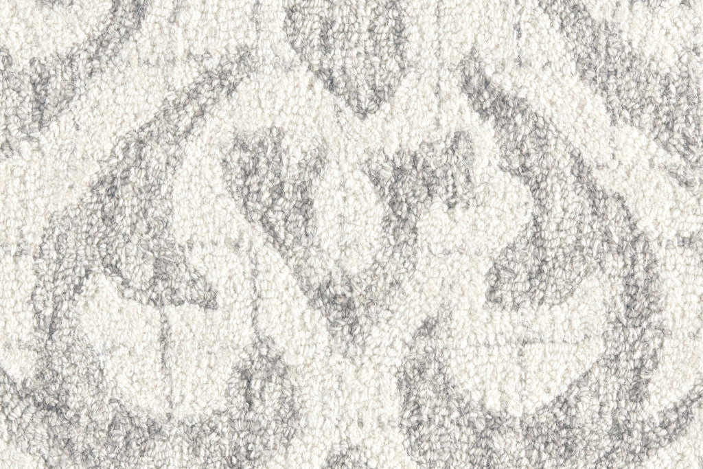 8' X 10' Ivory and Gray Wool Floral Hand Tufted Area Rug