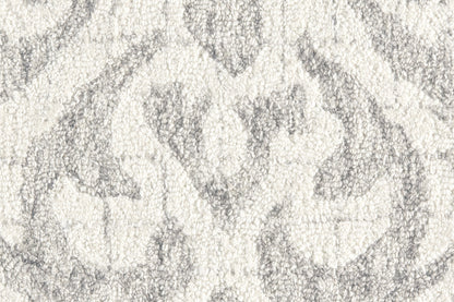 8' X 10' Ivory and Gray Wool Floral Hand Tufted Area Rug