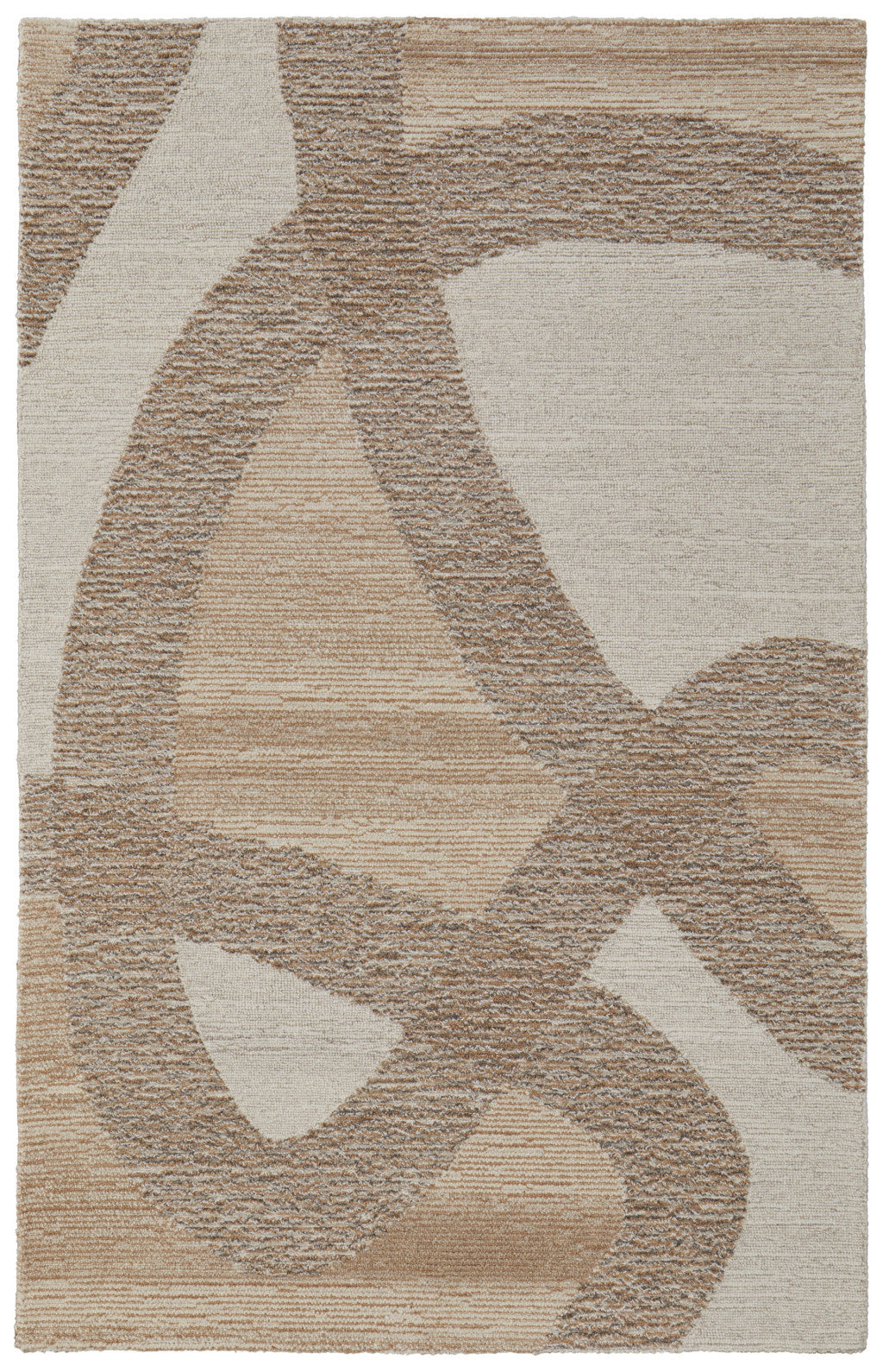 8' X 10' Brown Tan and Ivory Wool Abstract Hand Tufted Area Rug