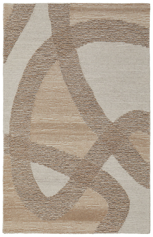 8' X 10' Brown Tan and Ivory Wool Abstract Hand Tufted Area Rug
