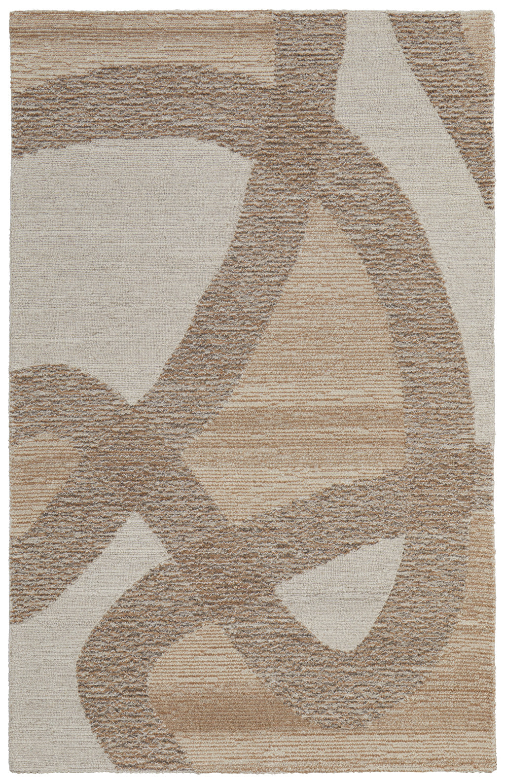 8' X 10' Brown Tan and Ivory Wool Abstract Hand Tufted Area Rug