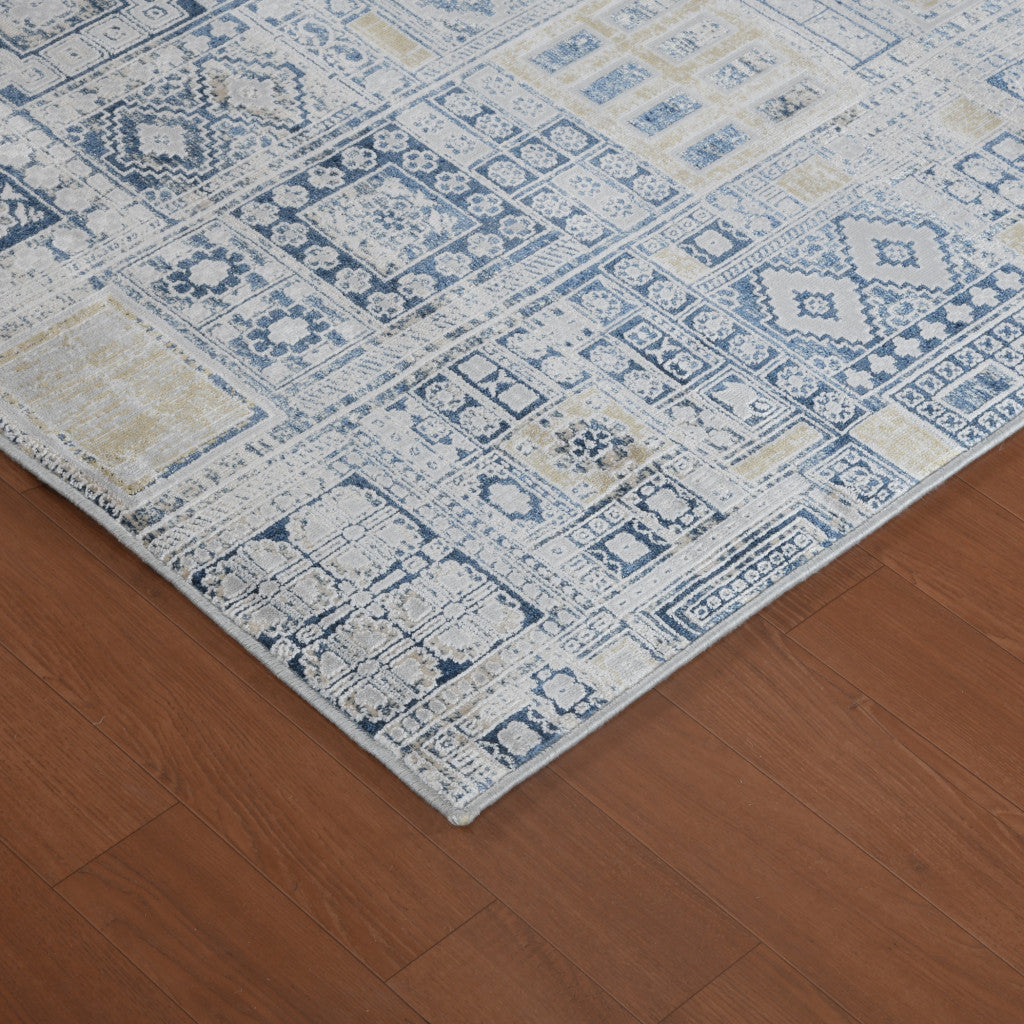 4' X 6' Ivory Black And Gold Ikat Area Rug