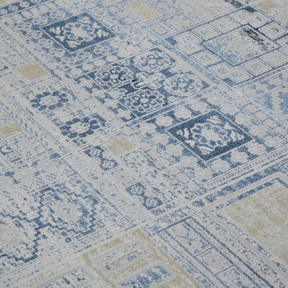 4' X 6' Ivory Black And Gold Ikat Area Rug