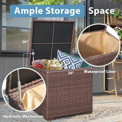 Outdoor Rattan Furniture Set with 45 Inch Fire Pit