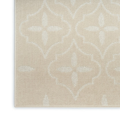 5' X 7' Ivory And Beige Geometric Indoor Outdoor Area Rug