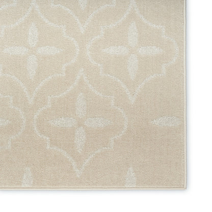 5' X 7' Ivory And Beige Geometric Indoor Outdoor Area Rug