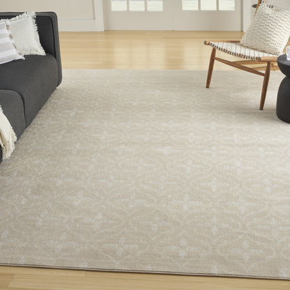 5' X 7' Ivory And Beige Geometric Indoor Outdoor Area Rug