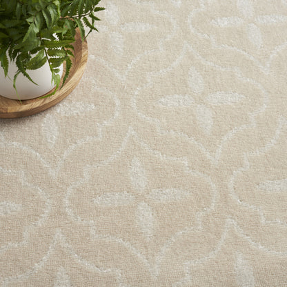 5' X 7' Ivory And Beige Geometric Indoor Outdoor Area Rug