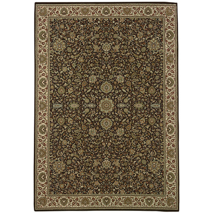 5' X 8' Brown And Ivory Oriental Area Rug