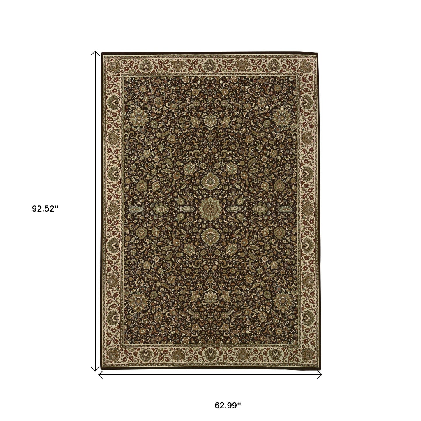 5' X 8' Brown And Ivory Oriental Area Rug