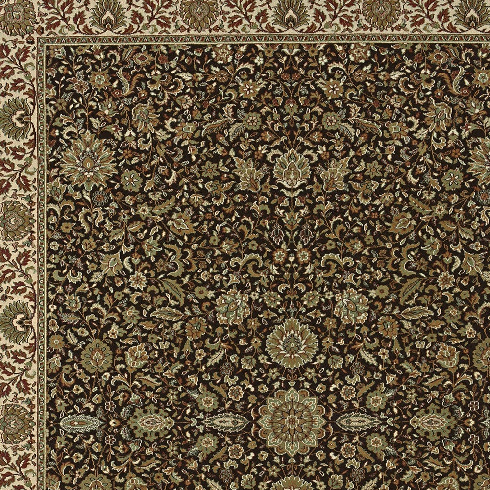 5' X 8' Brown And Ivory Oriental Area Rug