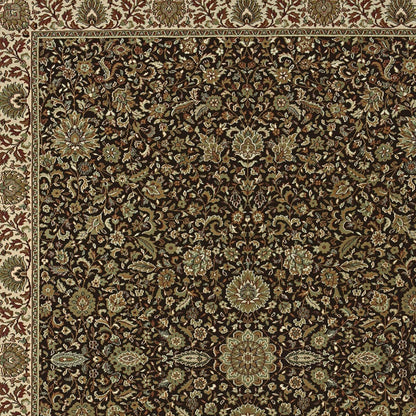 5' X 8' Brown And Ivory Oriental Area Rug