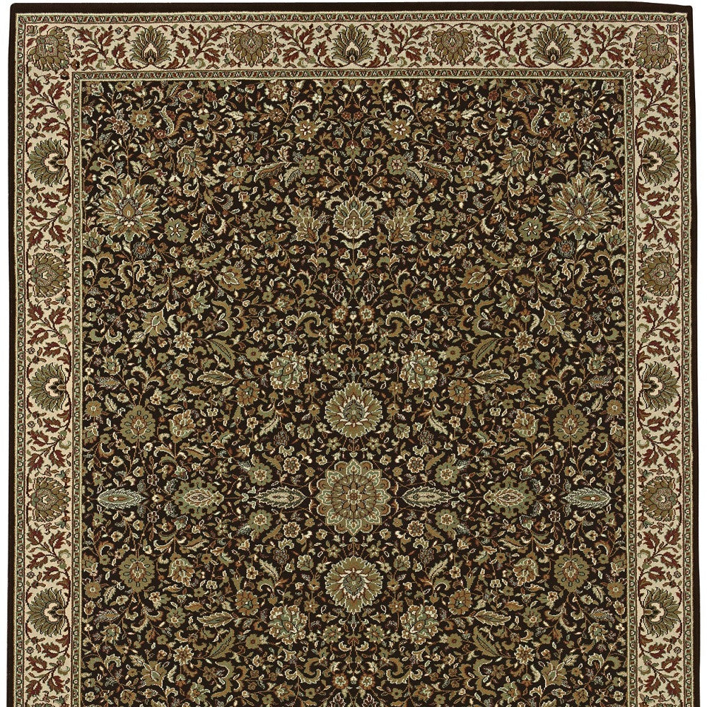 5' X 8' Brown And Ivory Oriental Area Rug