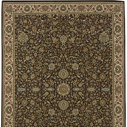 5' X 8' Brown And Ivory Oriental Area Rug