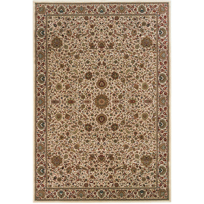 7' X 10' Ivory And Green Oriental Area Rug