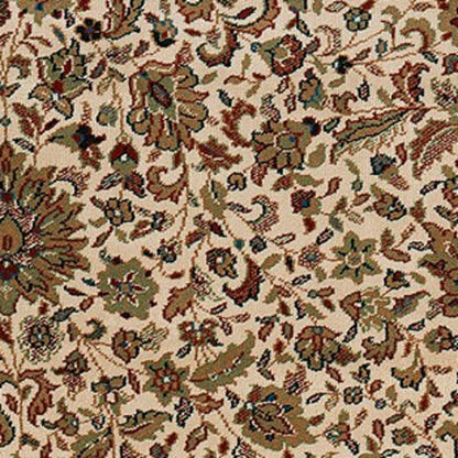 7' X 10' Ivory And Green Oriental Area Rug