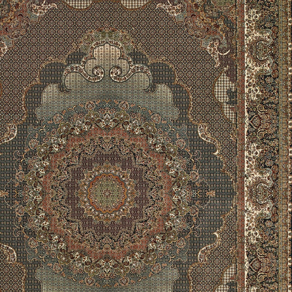 8' X 11' Blue And Red Medallion Area Rug With Fringe