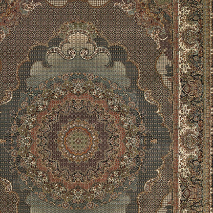 8' X 11' Blue And Red Medallion Area Rug With Fringe