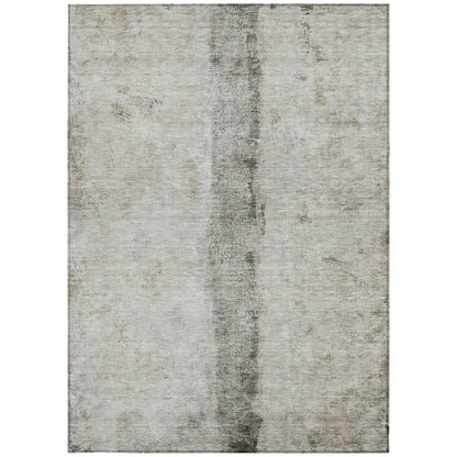 9' X 12' Taupe Beige And Gray Abstract Washable Indoor Outdoor Area Rug