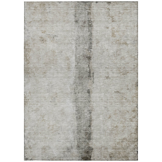 9' X 12' Taupe Beige And Gray Abstract Washable Indoor Outdoor Area Rug