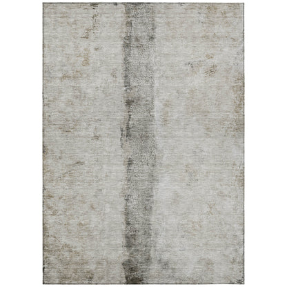 9' X 12' Taupe Beige And Gray Abstract Washable Indoor Outdoor Area Rug