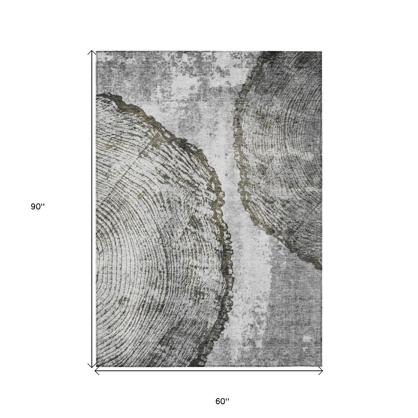 5' X 8' Gray Taupe And Silver Abstract Washable Indoor Outdoor Area Rug