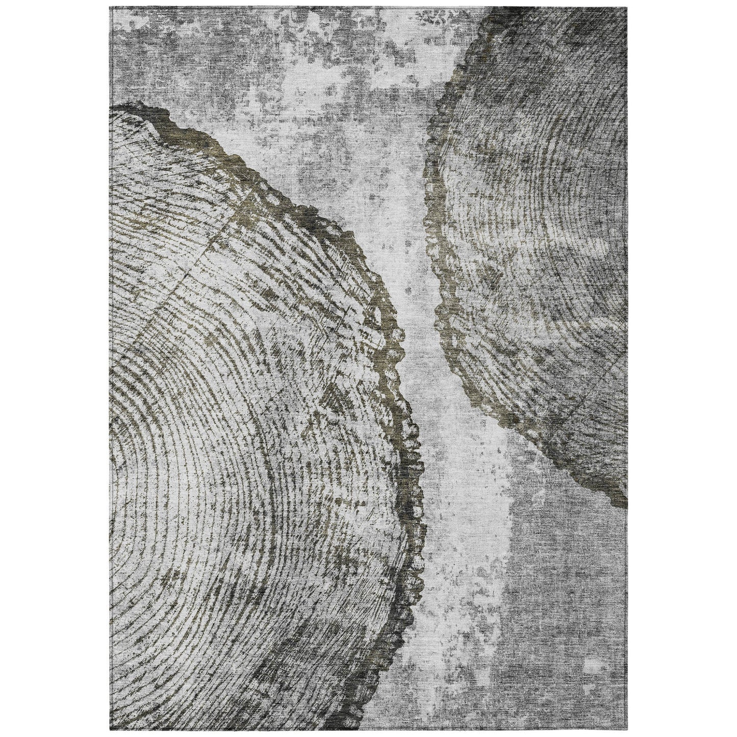 5' X 8' Gray Taupe And Silver Abstract Washable Indoor Outdoor Area Rug