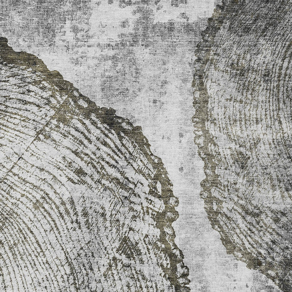 5' X 8' Gray Taupe And Silver Abstract Washable Indoor Outdoor Area Rug